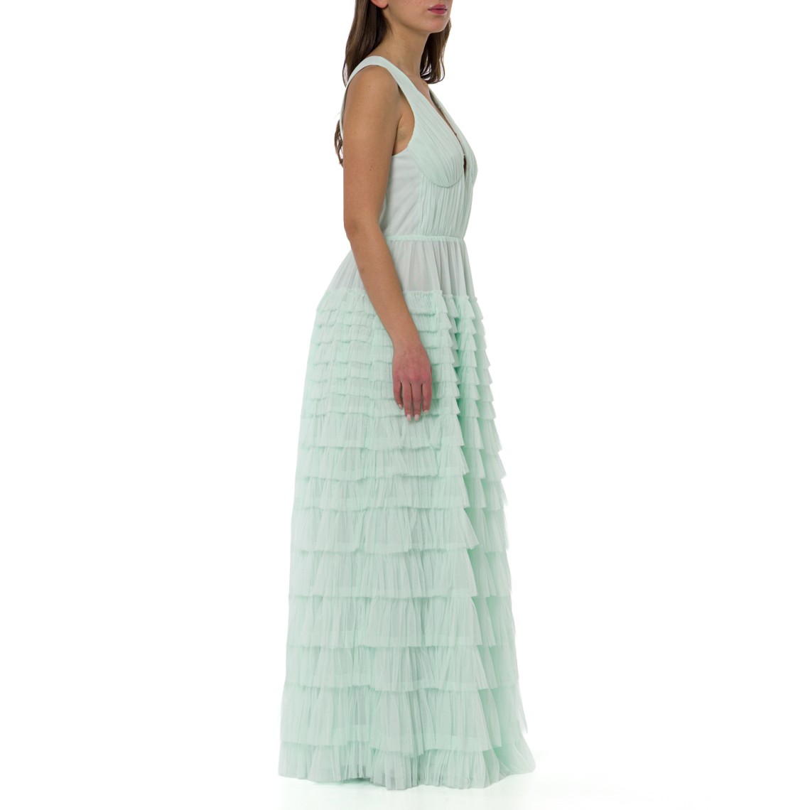 Abito lungo in tulle plissè a balze Twinset