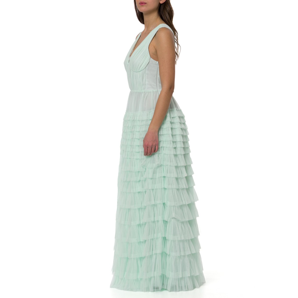 Abito lungo in tulle plissè a balze Twinset