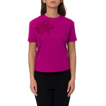 T-shirts in cotone con fiore ricamato Twinset