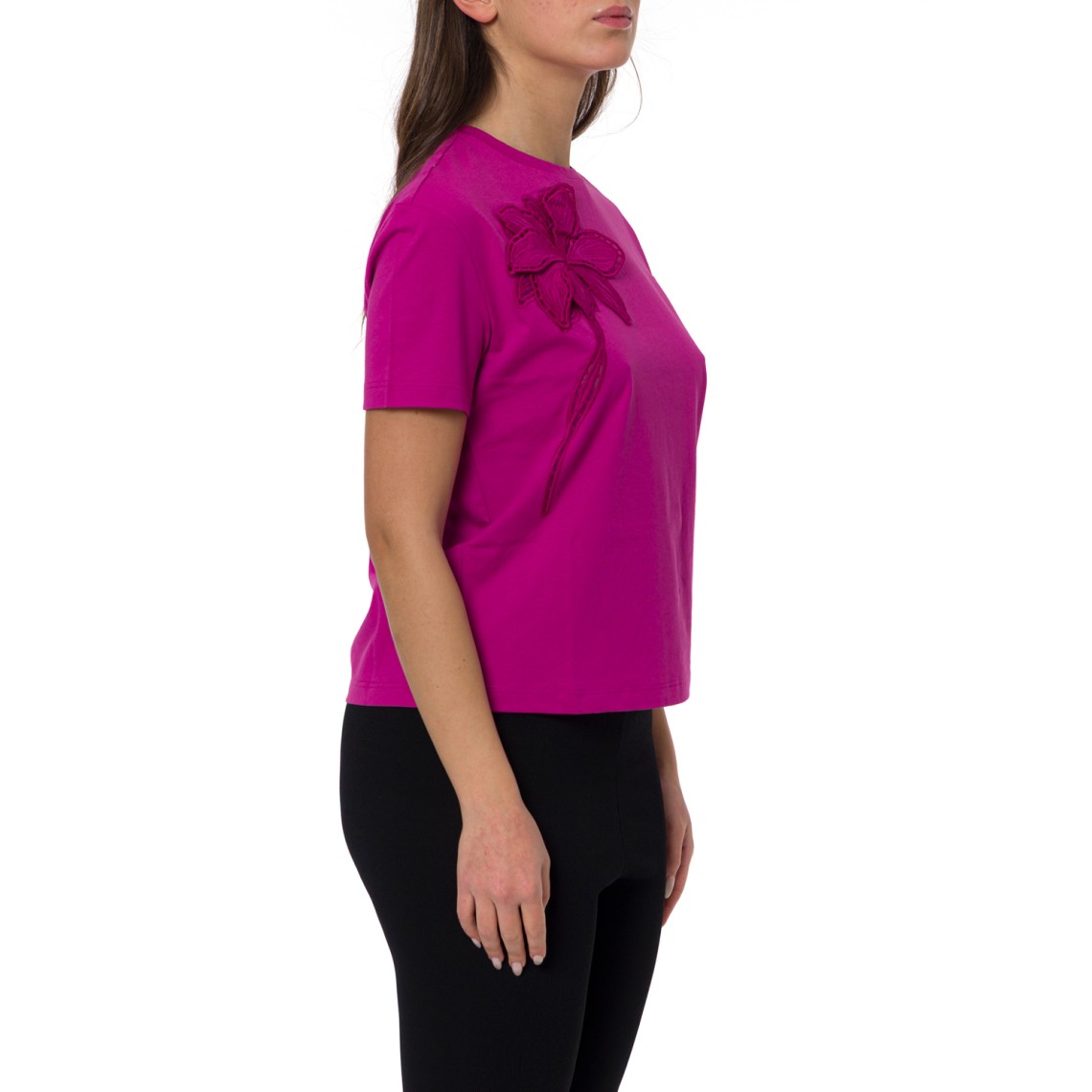 T-shirts in cotone con fiore ricamato Twinset