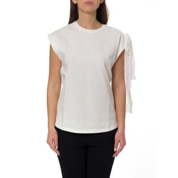 T-shirts in cotone con fettucce Twinset