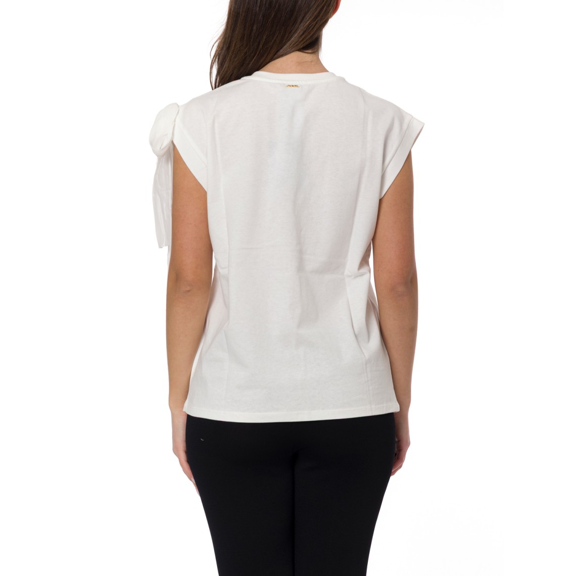 T-shirts in cotone con fettucce Twinset