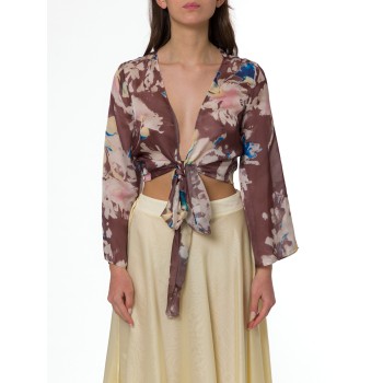 Blusa in chiffon Hanita Couture con nodo