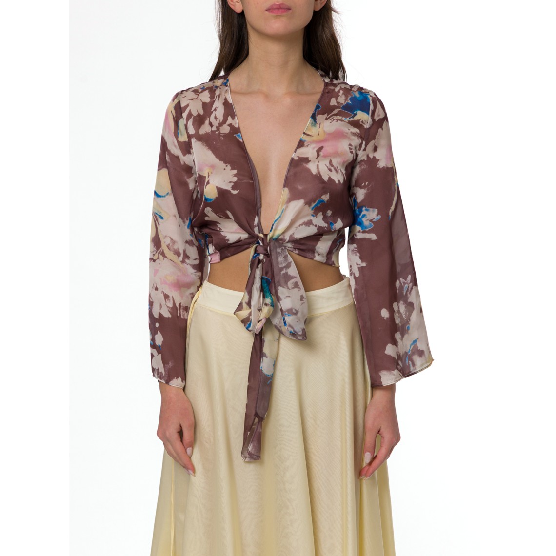 Blusa in chiffon Hanita Couture con nodo