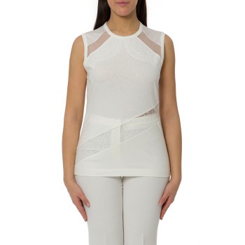 Top smanicato Molly con dettagli in pizzo Pinko