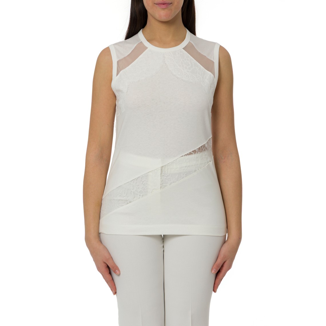 Top smanicato Molly con dettagli in pizzo Pinko