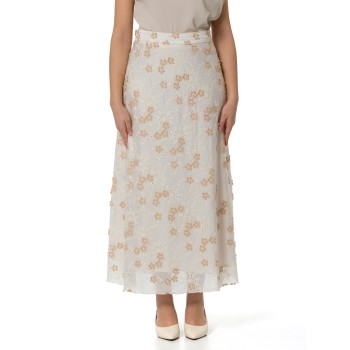 Gonna svasata in cotone ricamato Hanita Couture