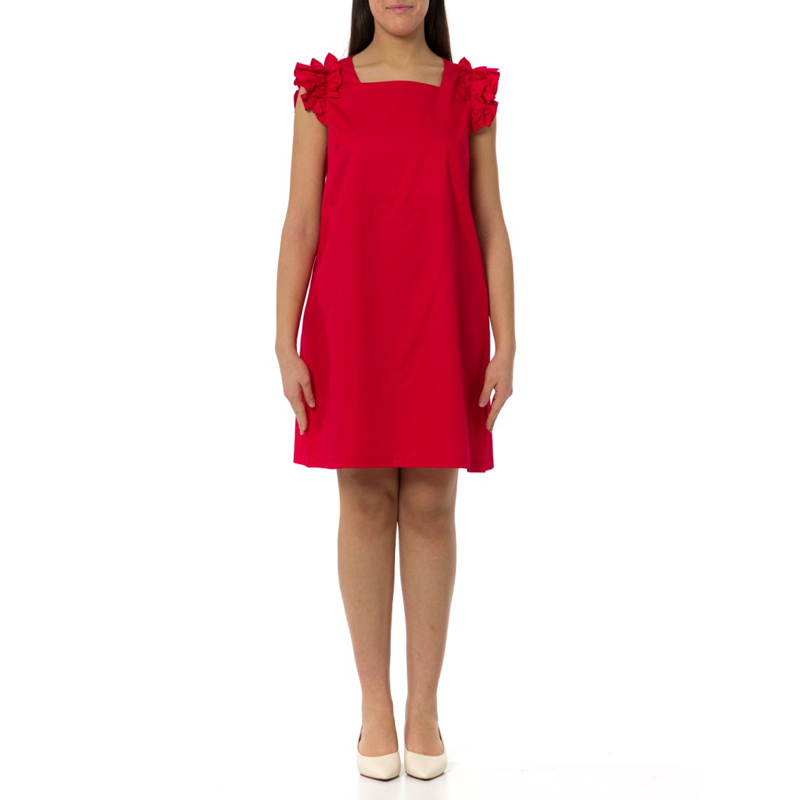 Abito corto Hanita Couture con rouches sulle spalle