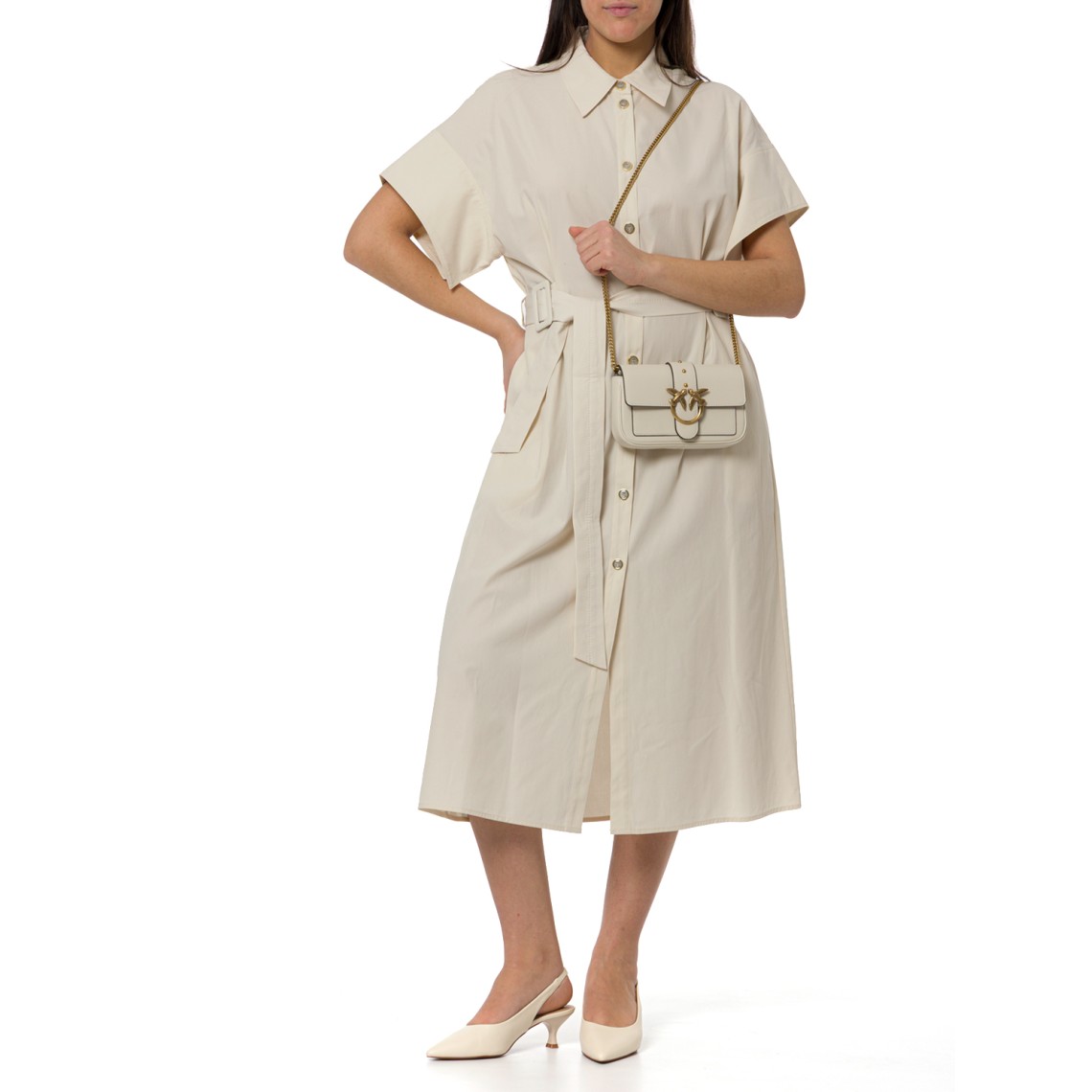 Abito Alesha chemisier midi con cintura Pinko