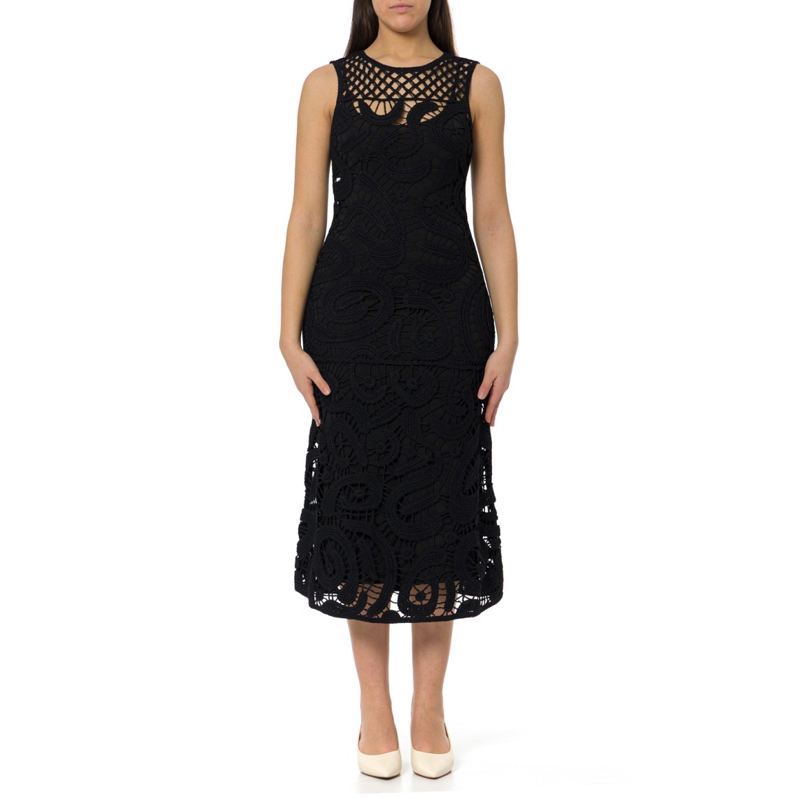 Abito midi senza maniche in crochet Bufera Pinko