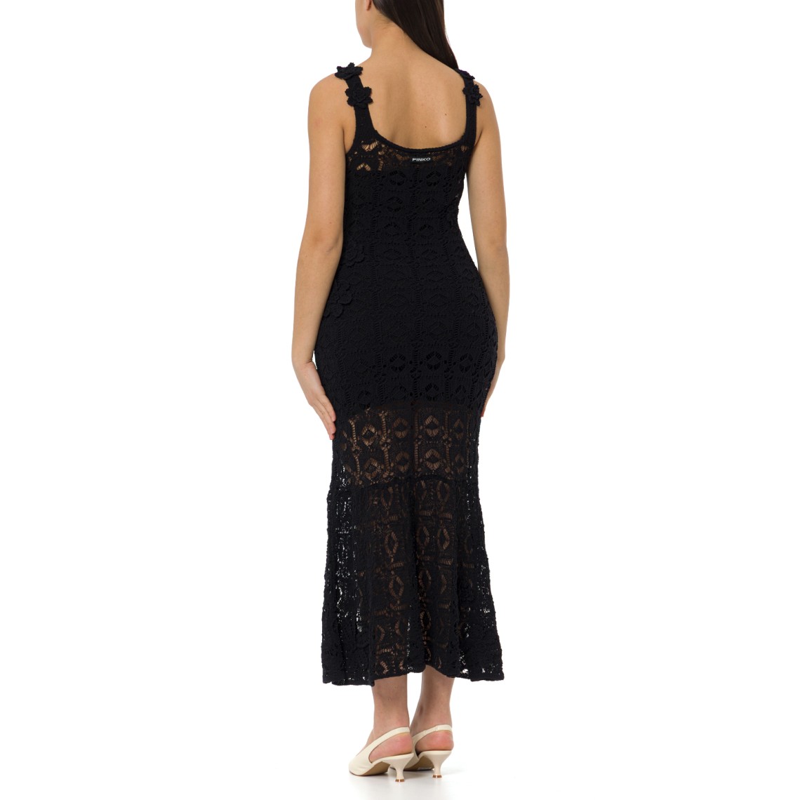 Abito midi effetto uncinetto con fiori applicati Juncus Pinko