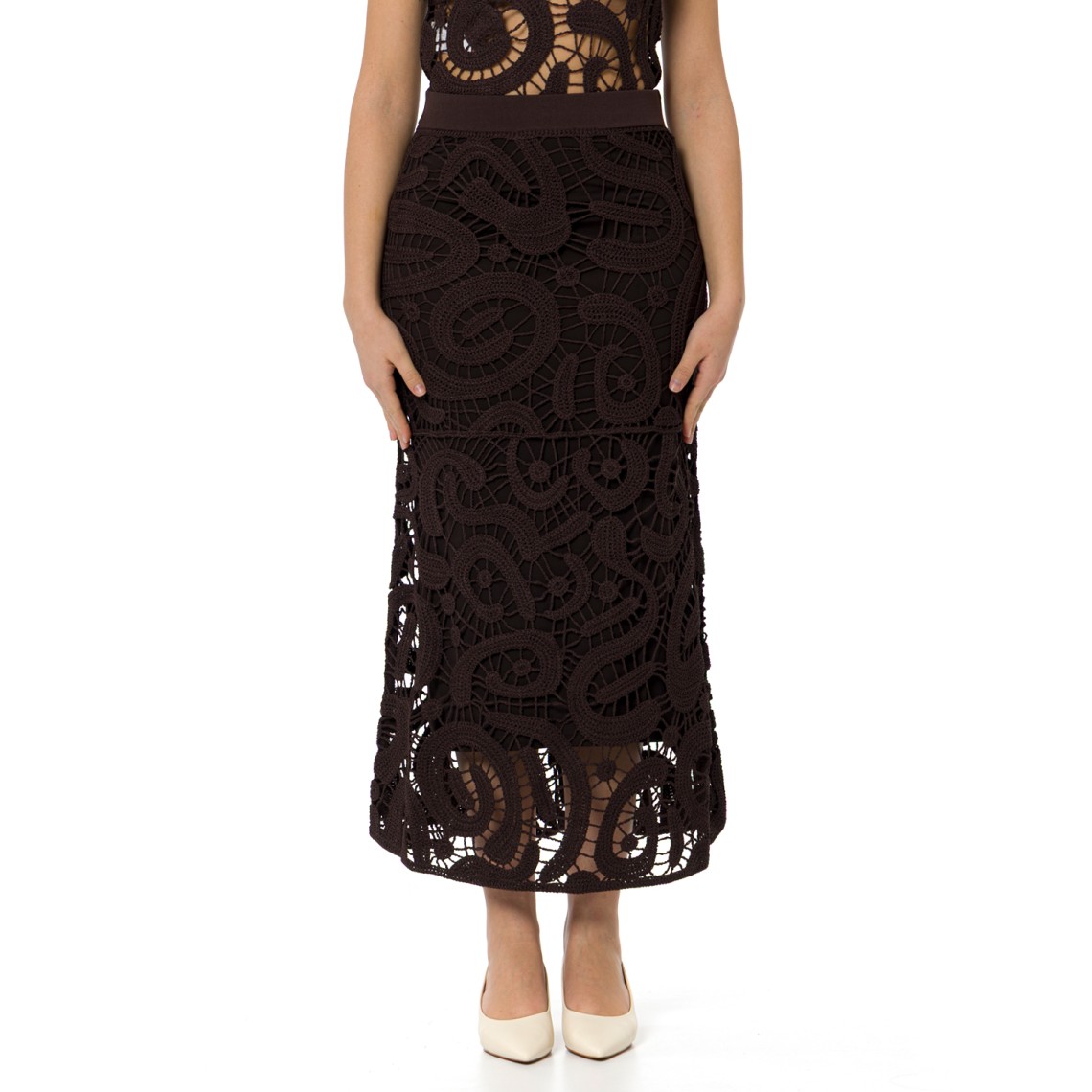 Gonna midi in crochet geometrico Maestrale Pinko