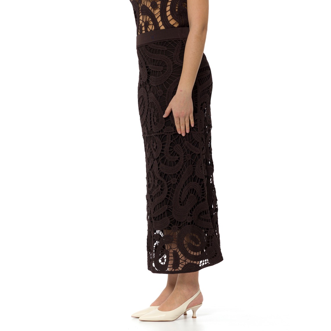 Gonna midi in crochet geometrico Maestrale Pinko