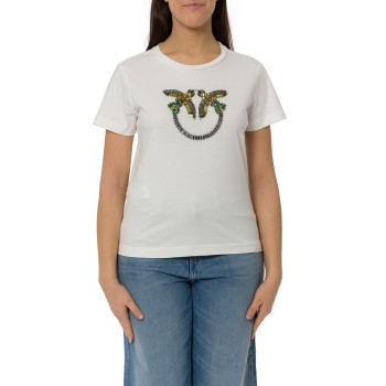 T-shirt con maxi ricamo gioiello Love Birds Quentin Pinko