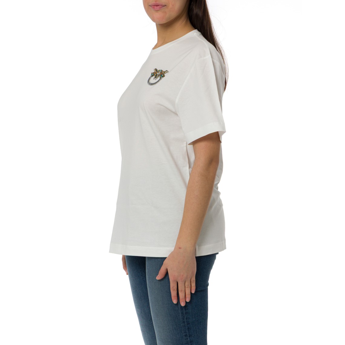 T-shirt con applicazione gioiello Love Birds Strepitoso Pinko