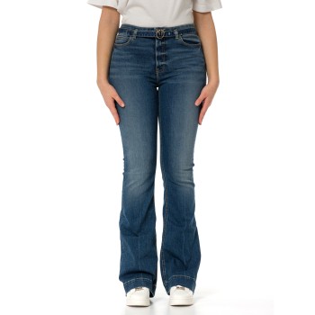 Jeans Flora scuri con cintura e fibbia Love Birds Pinko