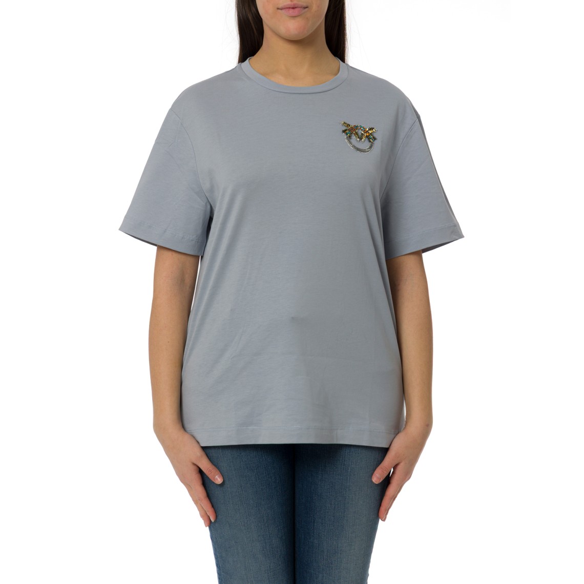 T-shirt con applicazione gioiello Love Birds Strepitoso Pinko