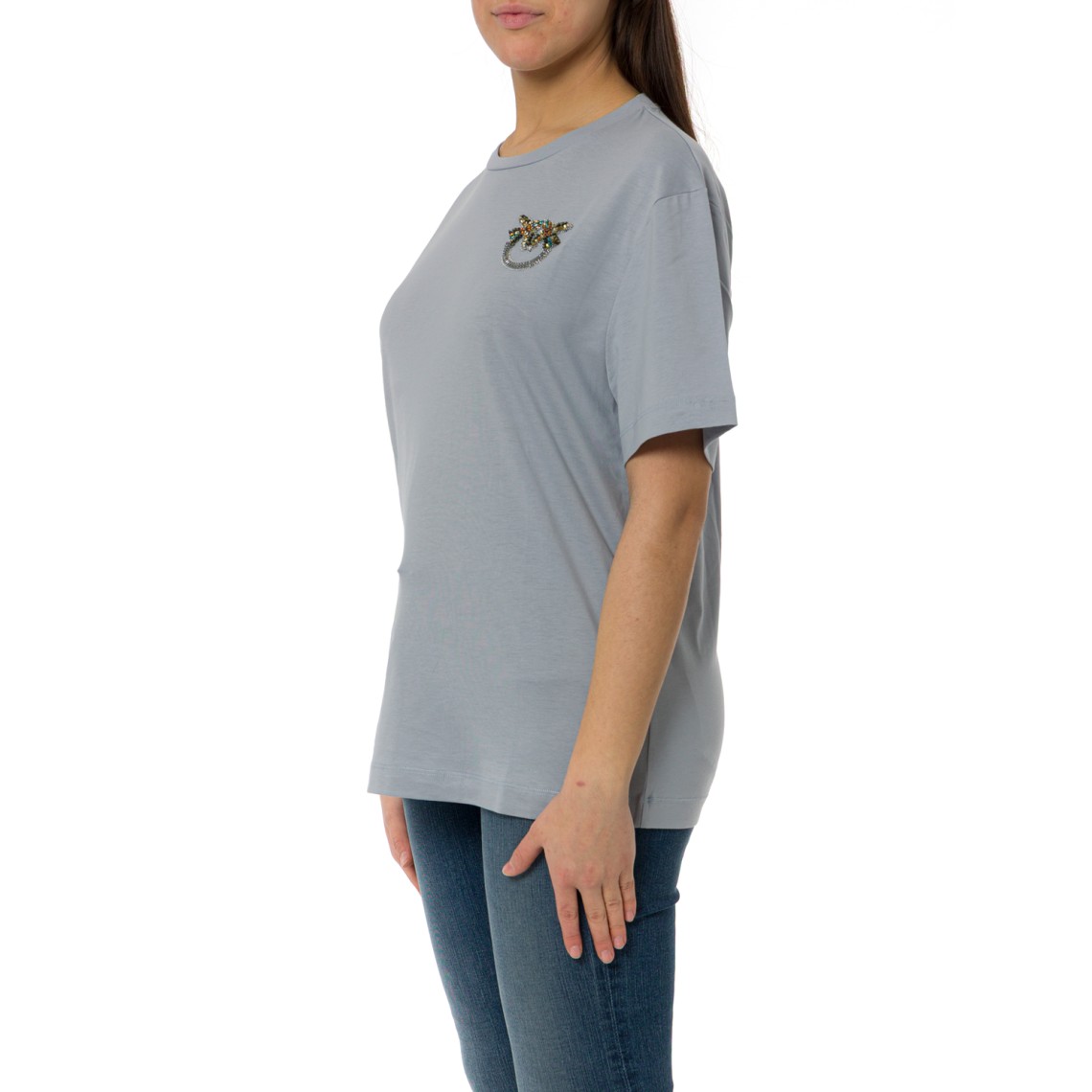 T-shirt con applicazione gioiello Love Birds Strepitoso Pinko