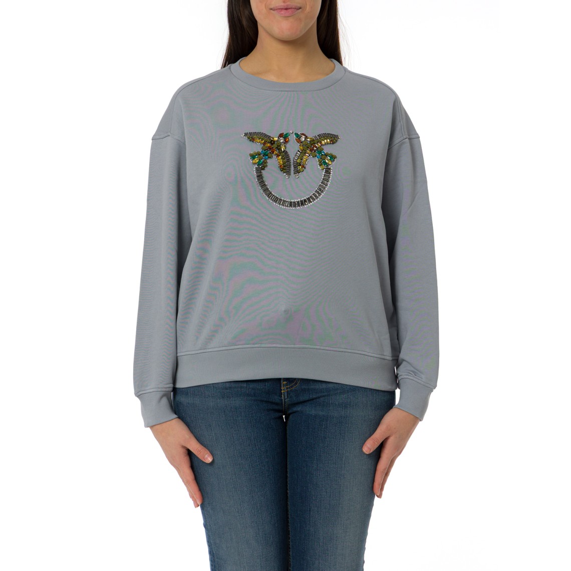 Felpa con maxi ricamo gioiello Love Birds Nelly Pinko