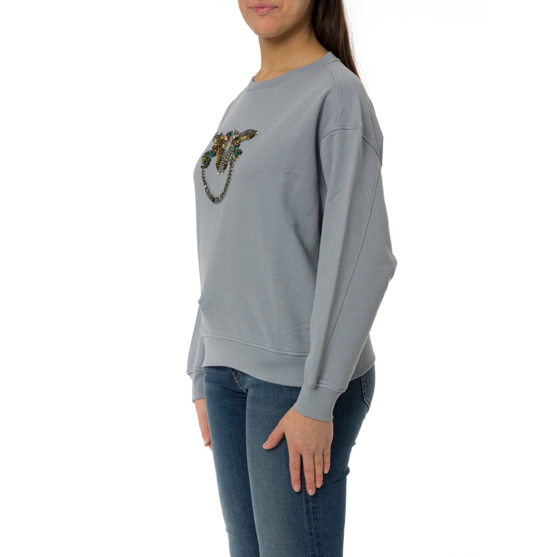 Felpa con maxi ricamo gioiello Love Birds Nelly Pinko