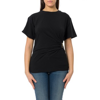 T-shirt Mary con drappeggio e dettaglio dorato Pinko