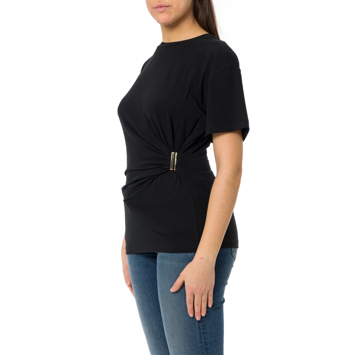 T-shirt Mary con drappeggio e dettaglio dorato Pinko