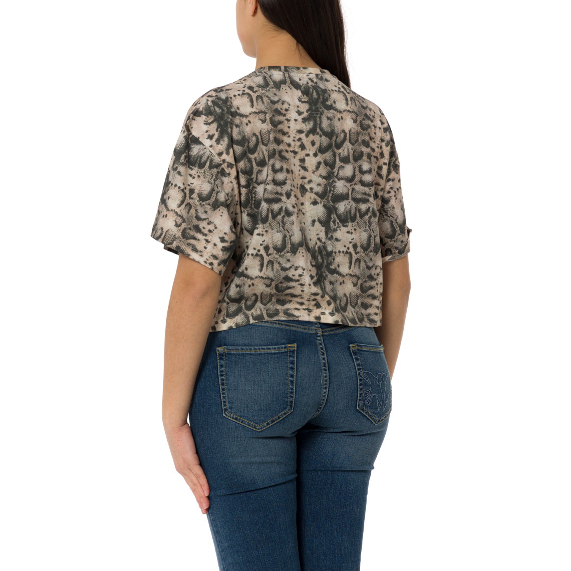 T-shirt cropped con stampa snake e Love Birds Terni Pinko