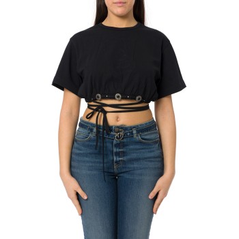 T-shirt cropped con laccio e dettagli texani Ariano Pinko