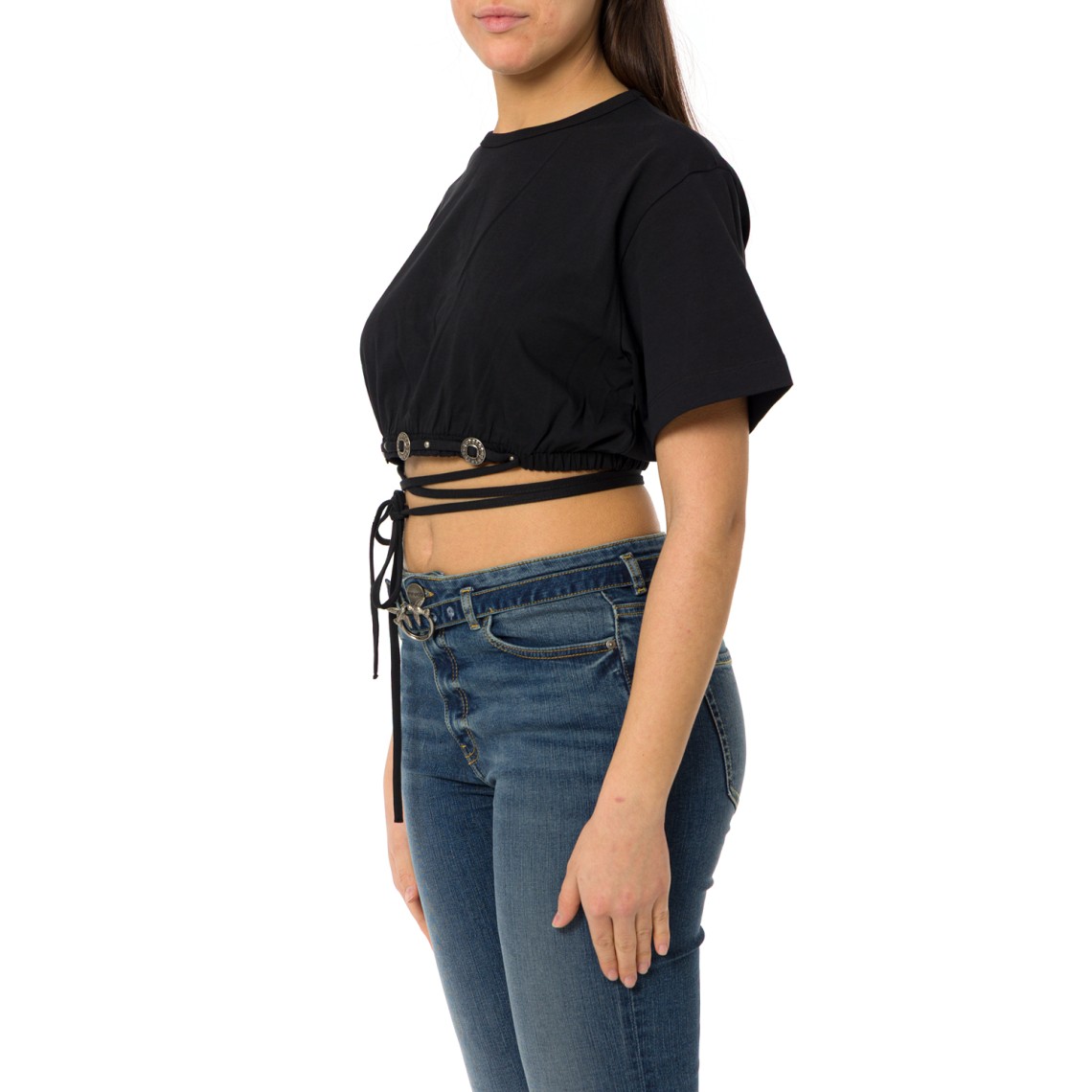 T-shirt cropped con laccio e dettagli texani Ariano Pinko