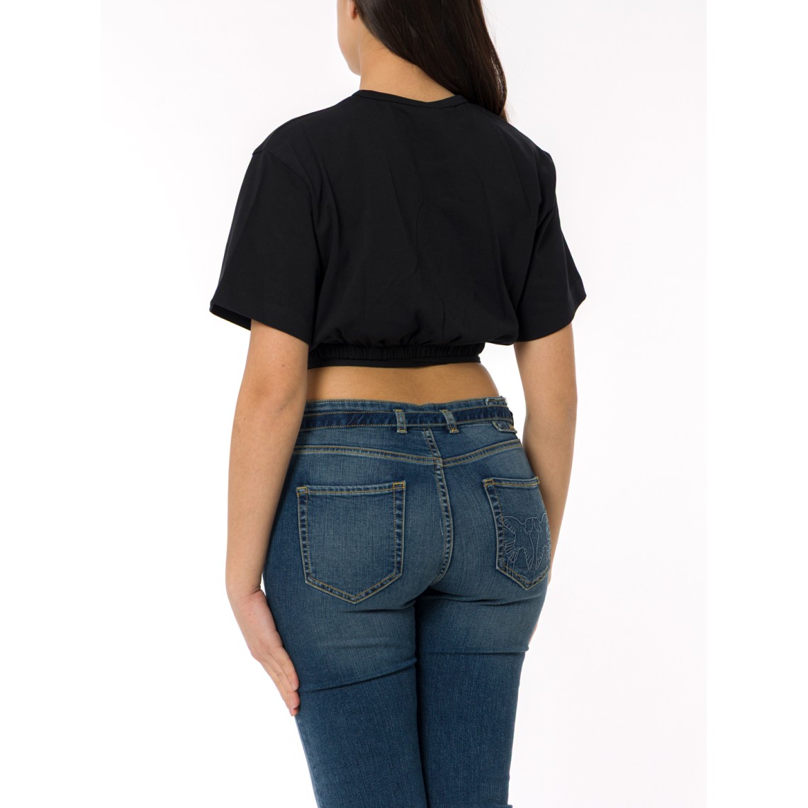 T-shirt cropped con laccio e dettagli texani Ariano Pinko