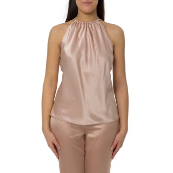 Top Carota in satin con scollo all'americana Pinko