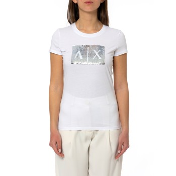 T-shirt con logo di paillettes Armani Exchange