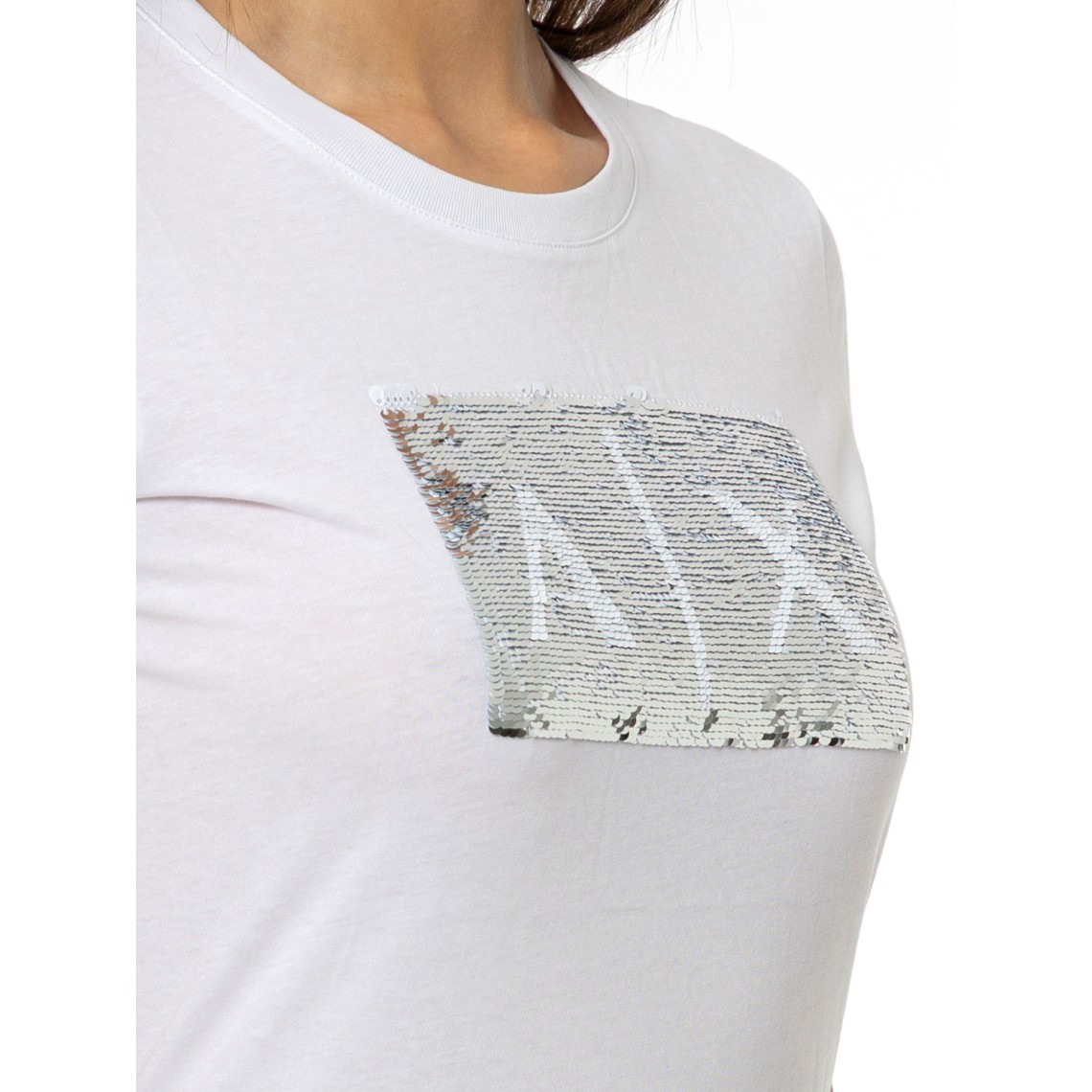 T-shirt con logo di paillettes Armani Exchange