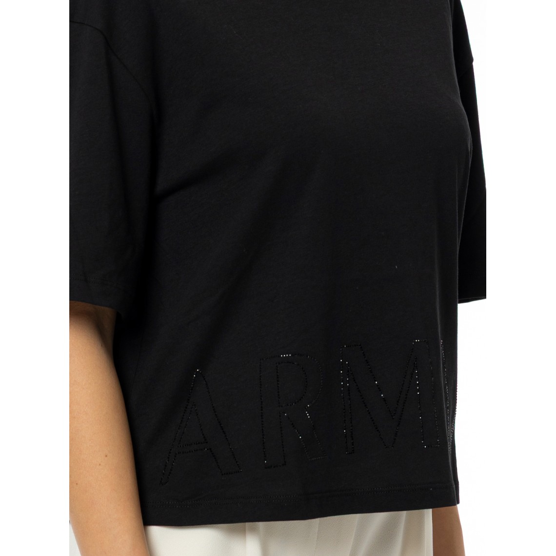 T-shirt cropped Armani Exchange in jersey di cotone