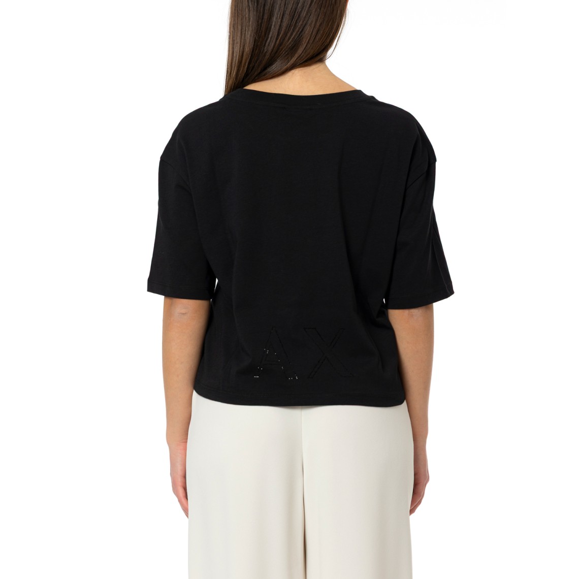 T-shirt cropped Armani Exchange in jersey di cotone