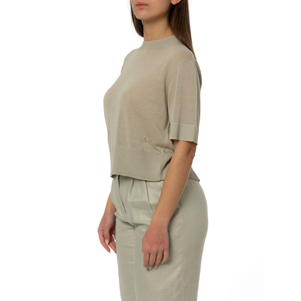 Maglia in misto lino Armani Exchange con spaccho