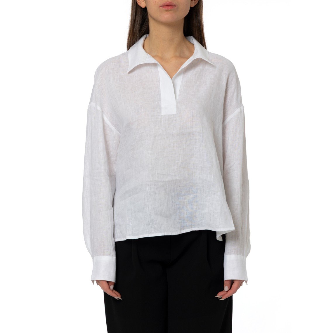 Camicia in popeline di lino Armani Exchange