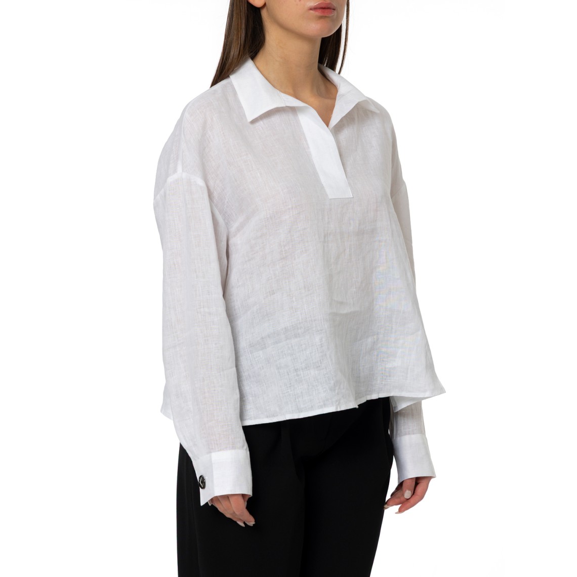 Camicia in popeline di lino Armani Exchange