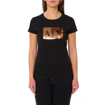T-shirt con logo di paillettes Armani Exchange
