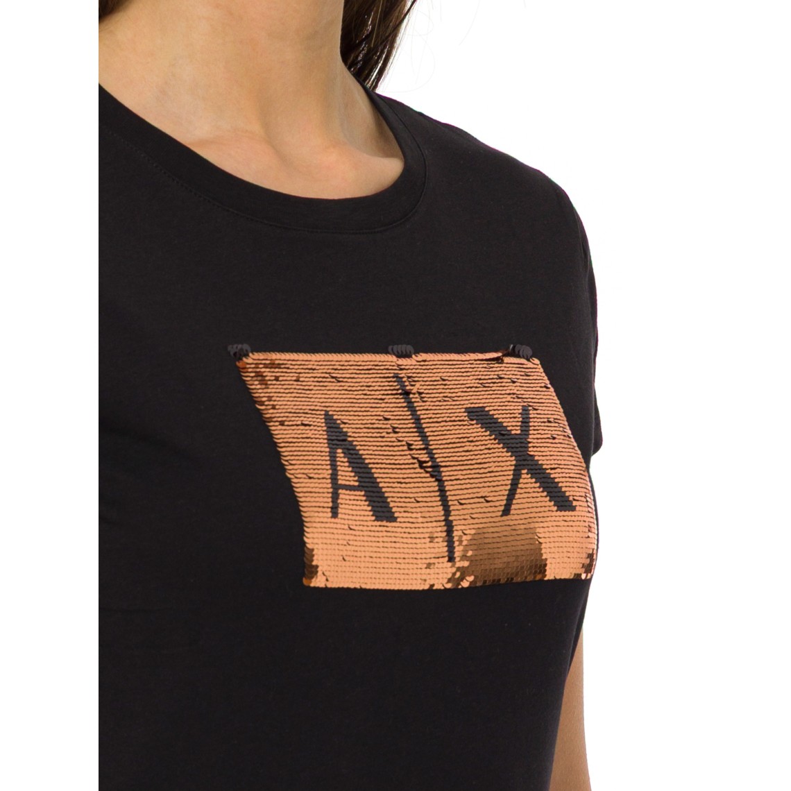T-shirt con logo di paillettes Armani Exchange