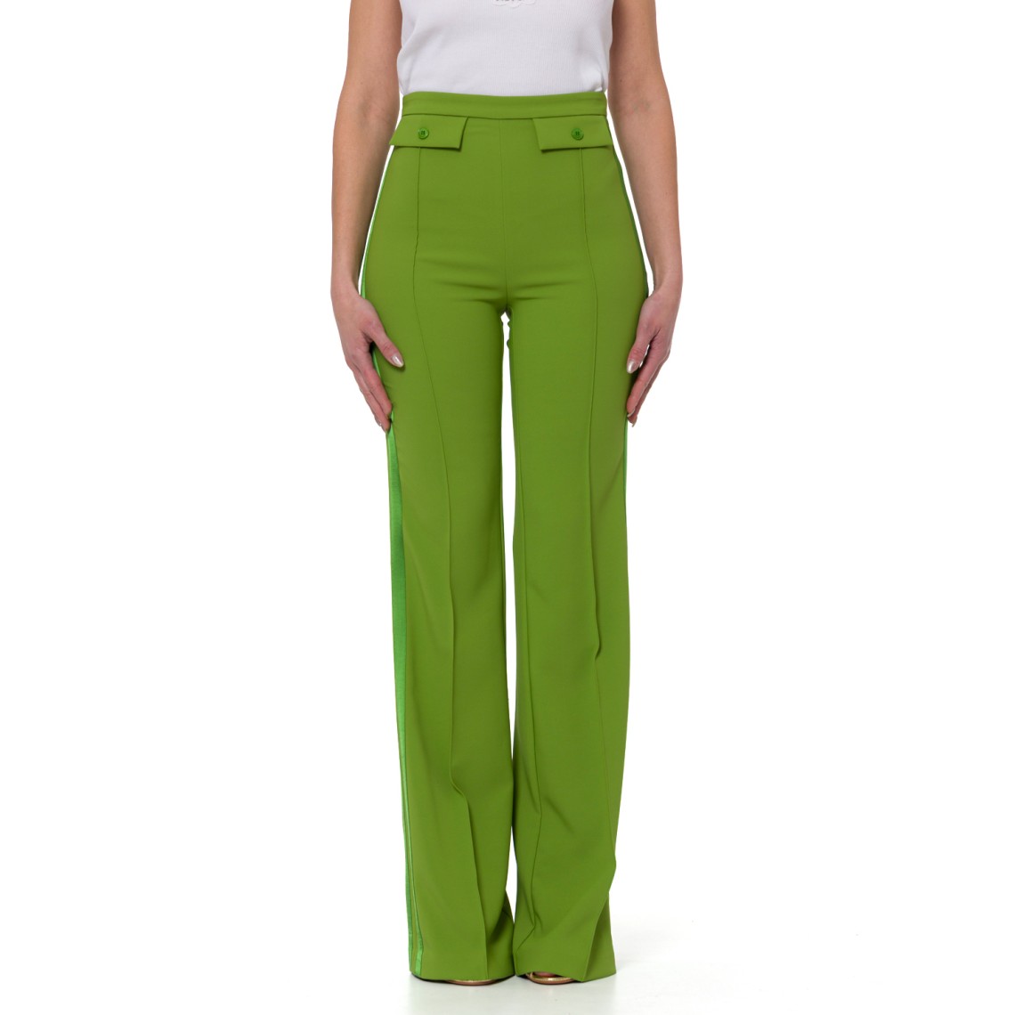 Pantaloni in crêpe leggero e raso Elisabetta Franchi