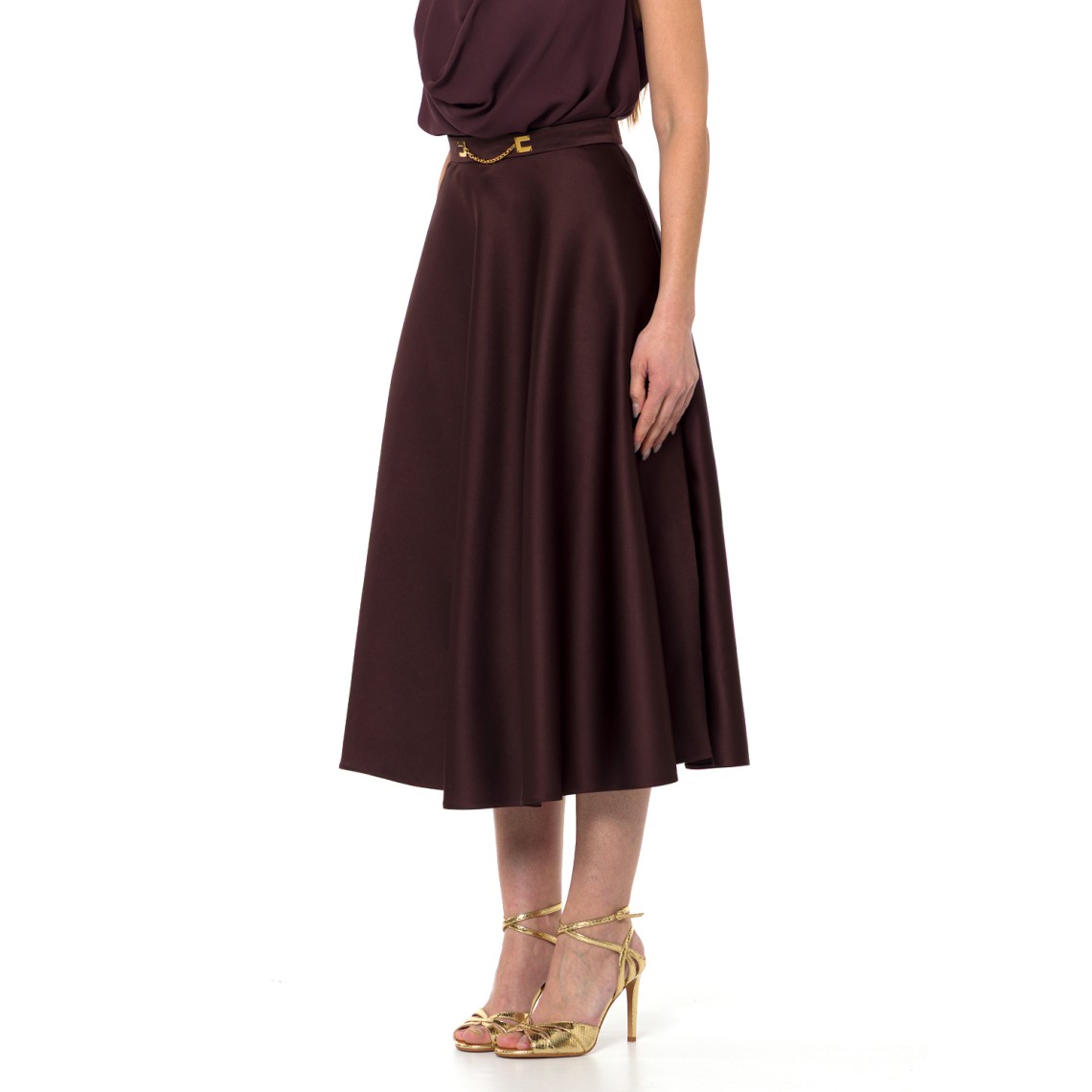 Gonna in duchesse con logo gioiello Elisabetta Franchi