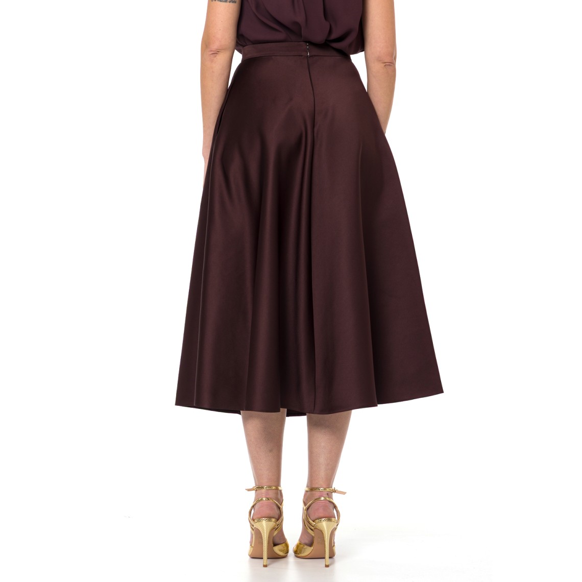 Gonna in duchesse con logo gioiello Elisabetta Franchi