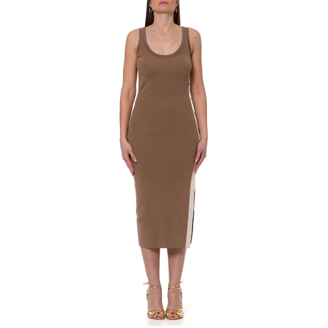 Abito in maglia con bande in viscosa lucida Elisabetta Franchi