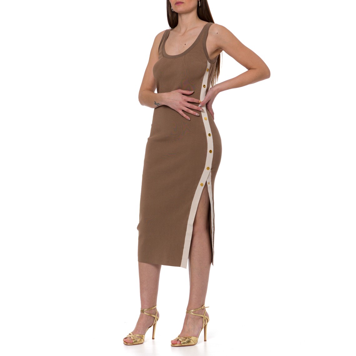 Abito in maglia con bande in viscosa lucida Elisabetta Franchi