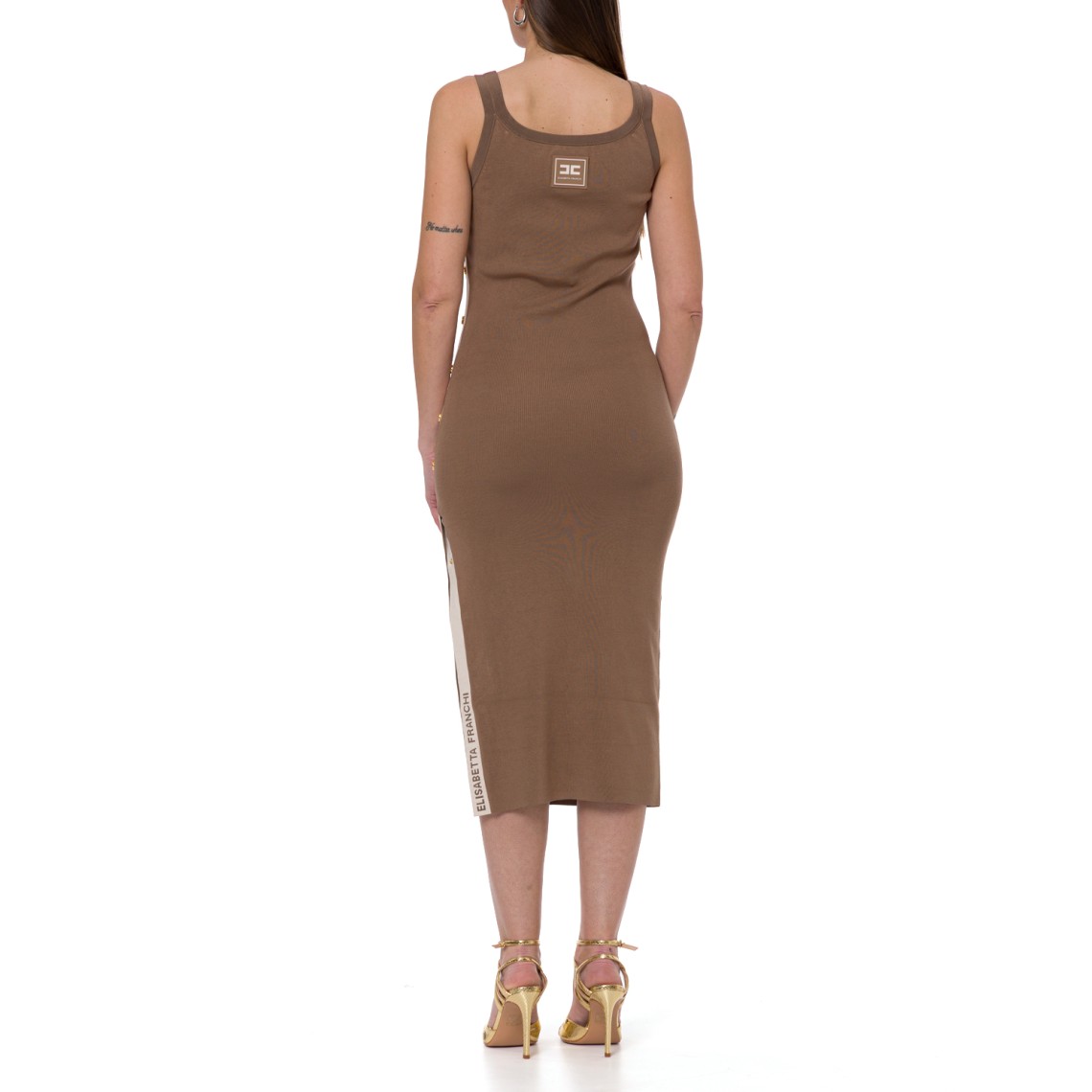 Abito in maglia con bande in viscosa lucida Elisabetta Franchi