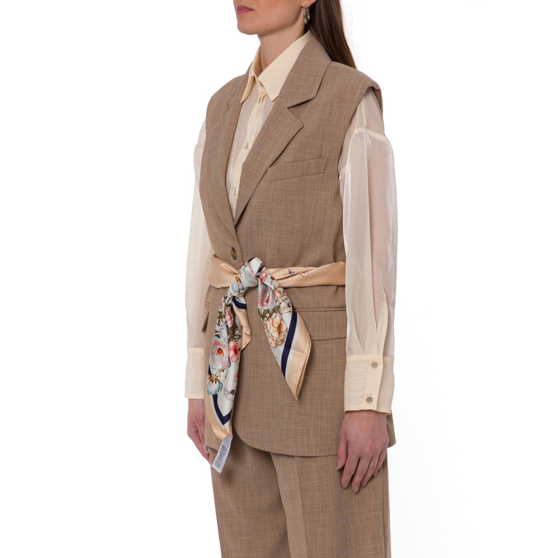 Gilet a monopetto sartoriale con foulard Liu Jo