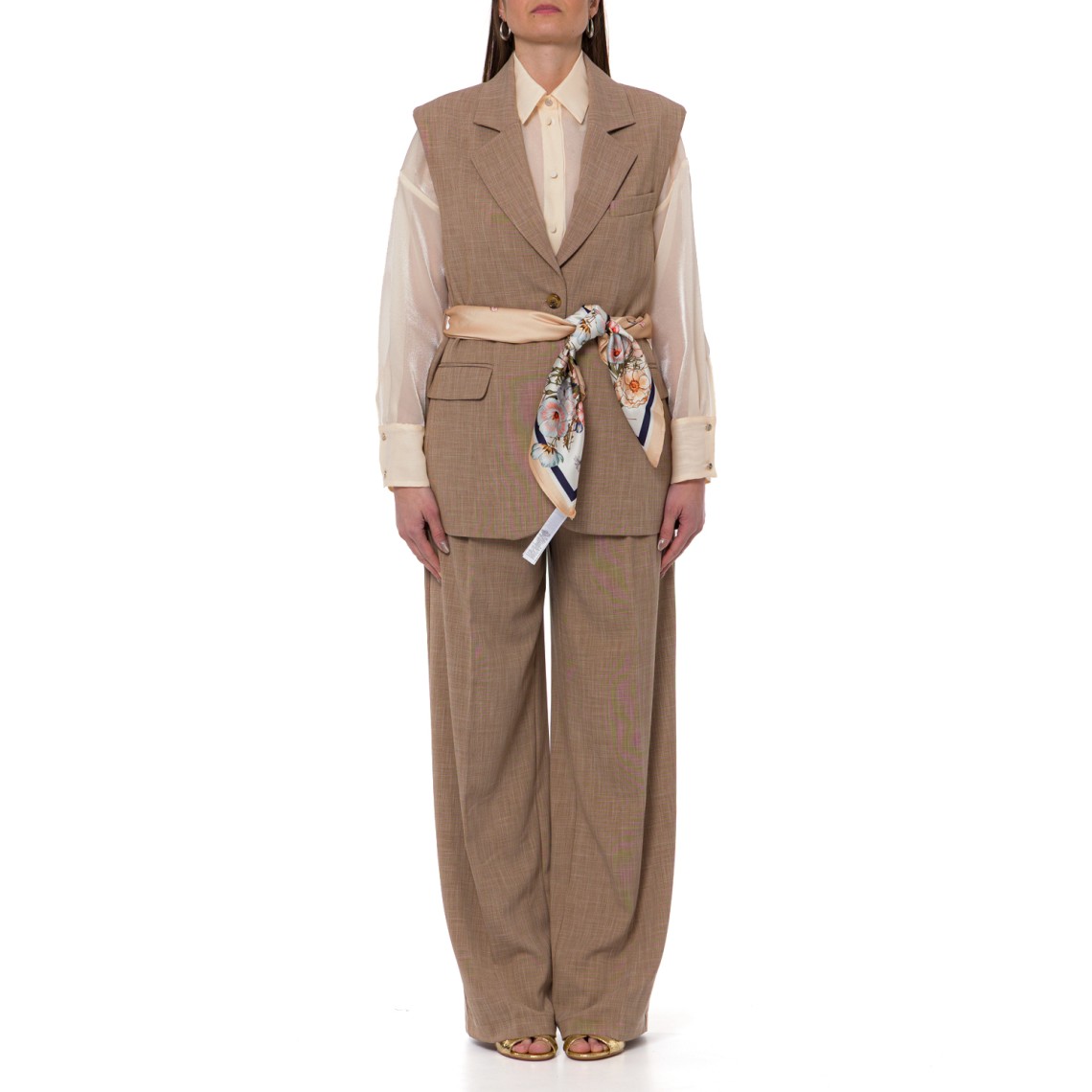 Gilet a monopetto sartoriale con foulard Liu Jo
