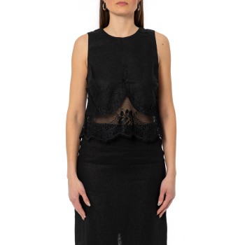 Top in lino con pizzo Twinset