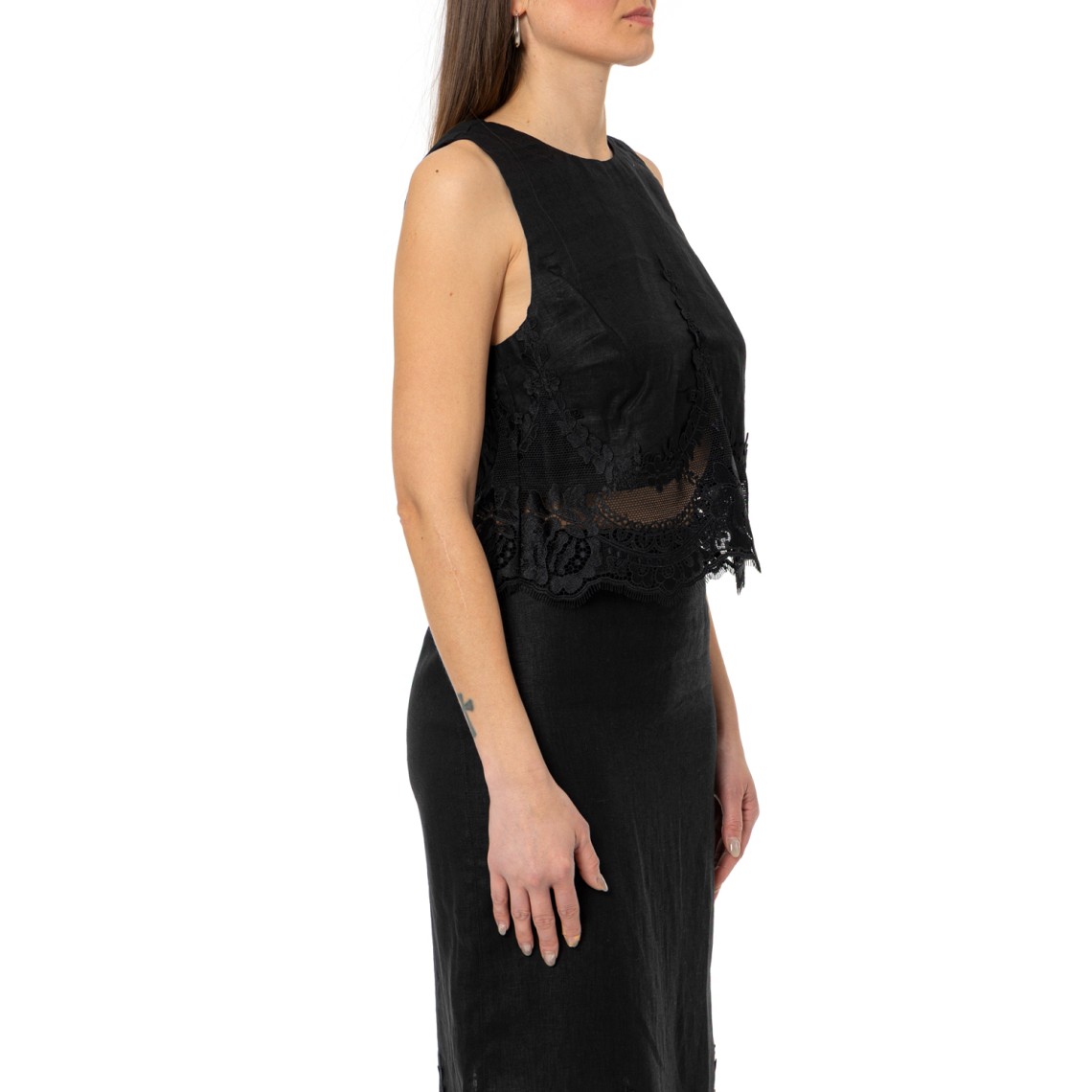 Top in lino con pizzo Twinset